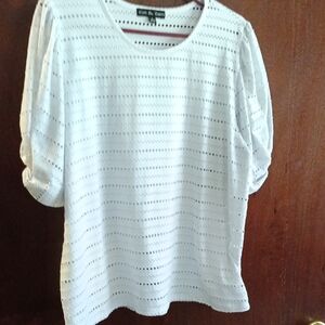 Woman's White Eyelet Detail Top